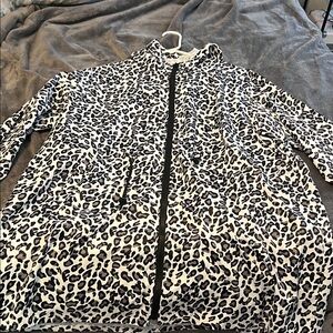 SHEIN Black and White Leopard Teddy Jacket